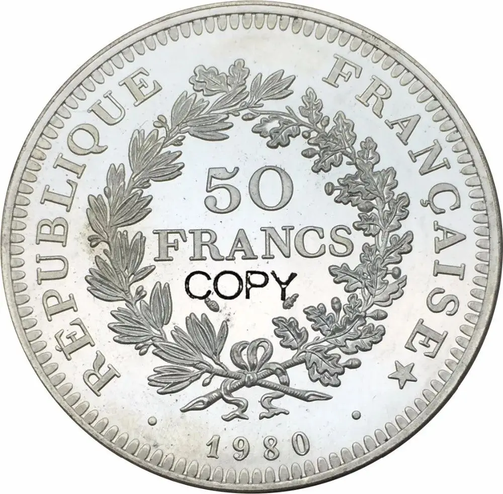 Frankreich 1980 50 Franken Französisch Hercule de Dupre versilberte Kopie Gedenkmünze ww2 Moneda Sammler münzen Image