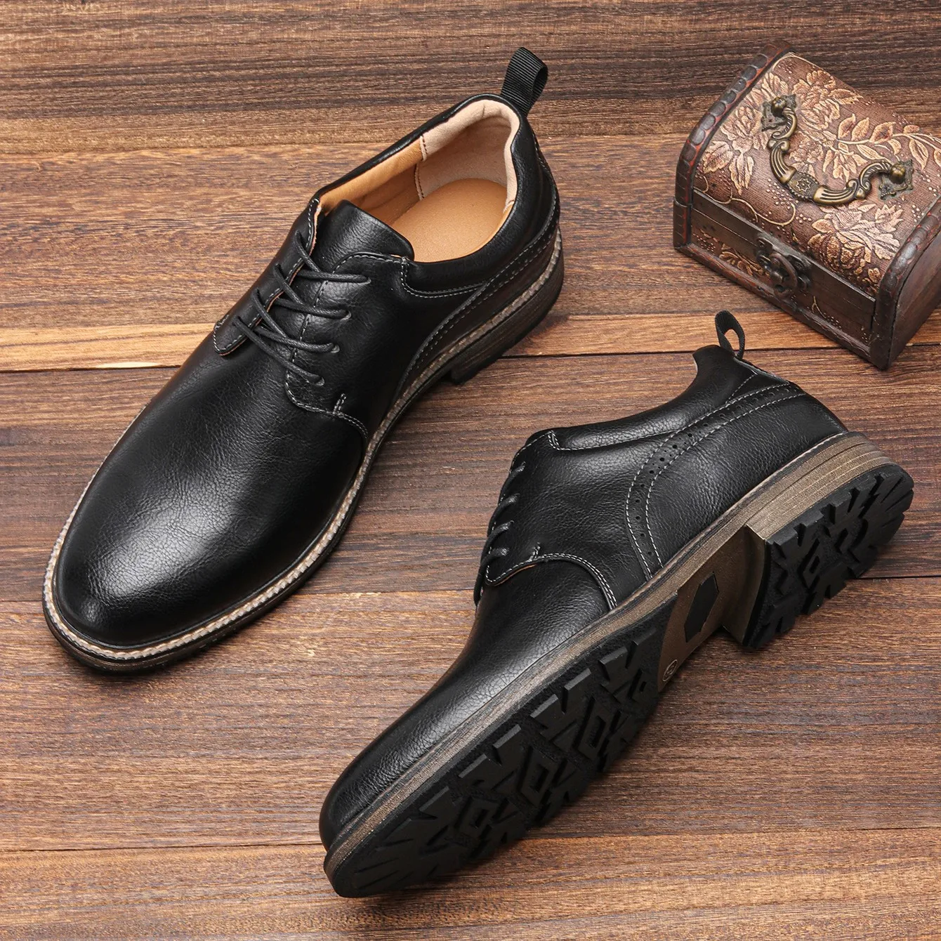 Größe 40–46 Lässige Lederschuhe für Herren, bequeme Derby-Schuhe der Modemarke