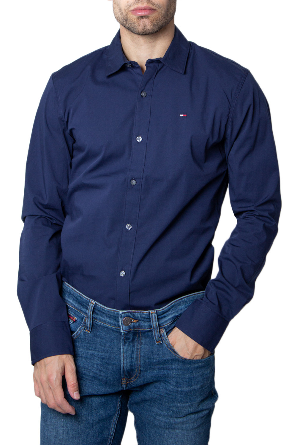 Tommy Jeans TJM Original Herrenhemd Blau Baumwolle. Authentische Tommy Jeans Kleidung - Streetwear/Sportswear Design von Tommy Jeans - Tommy Jeans für