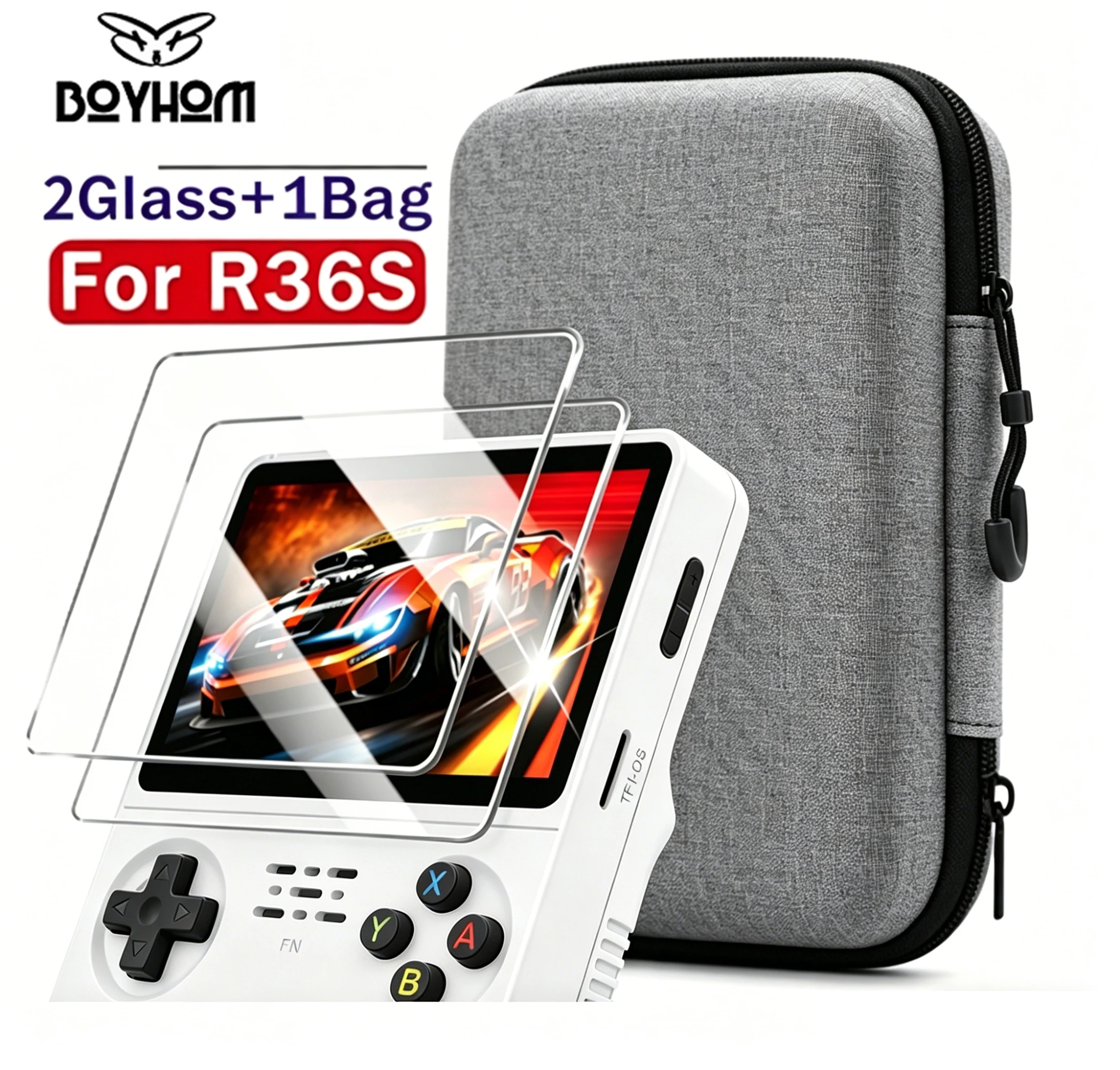 BOYHOM Offizieller R36S Gehärteter Glas-Displayschutz 9H Härtegrad HD Klare Schutzfolie für 3,5-Zoll Handheld Retro-Spielkonsole Image