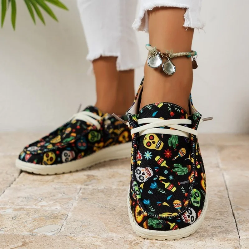 Frühling und Herbst Neue Elegante Canvas-Sneaker Rutschfeste Flache Schuhe Modische Bestseller Bequeme Lässige Damen-Sportschuhe