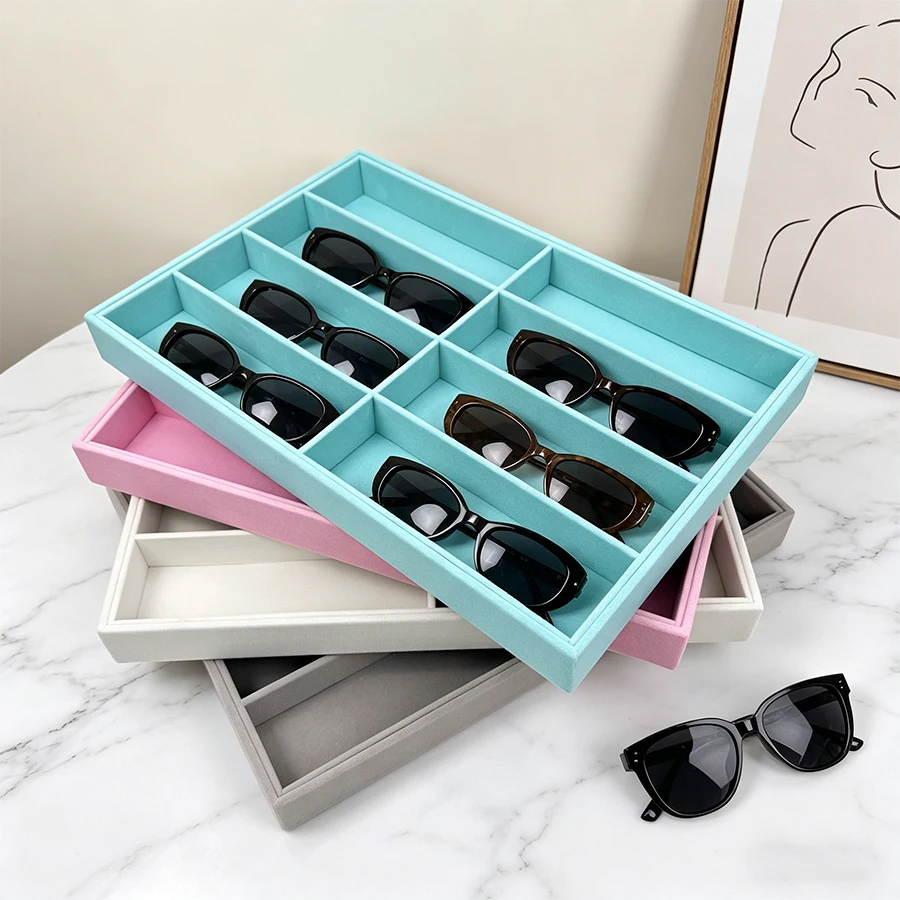 1 Stück, Aufbewahrungsbox mit acht Fächern für Sonnenbrillen und Schmuck, zum Aufbewahren, Präsentieren und Organisieren von Sonnenbrillen und Schmuck Image