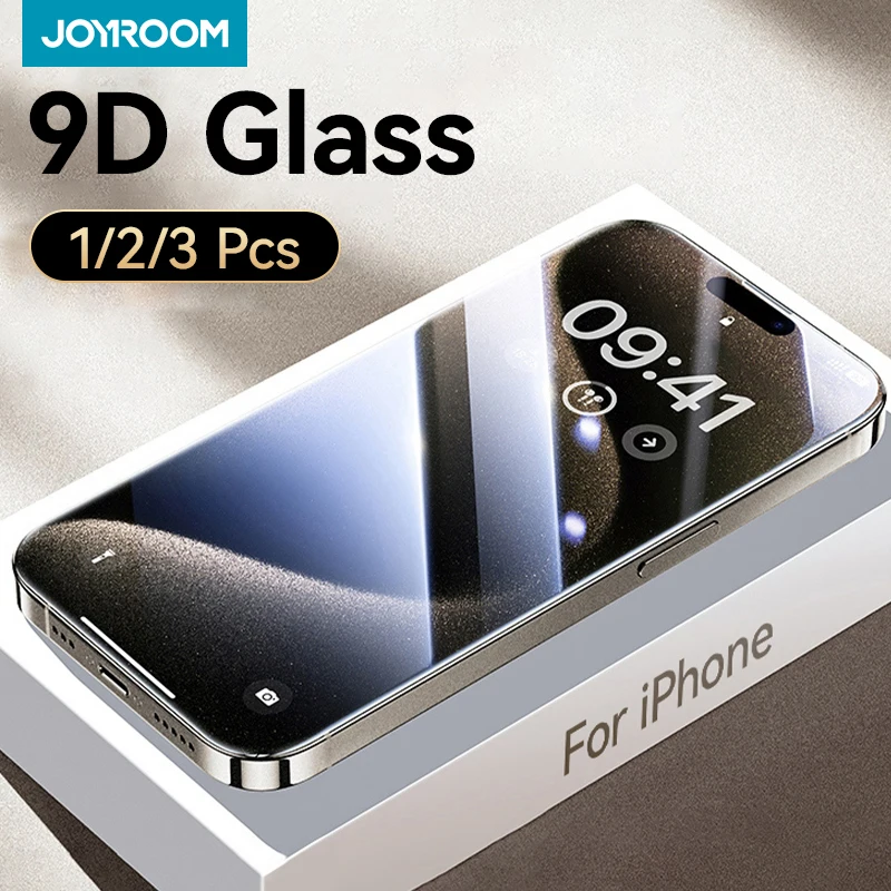 Joyroom 1/2/3 Stück 9D Displayschutzfolie aus gehärtetem Glas für iPhone 16 15 14 13 12 11 Pro Max Schutzglas für iPhone 15 Pro Max Image