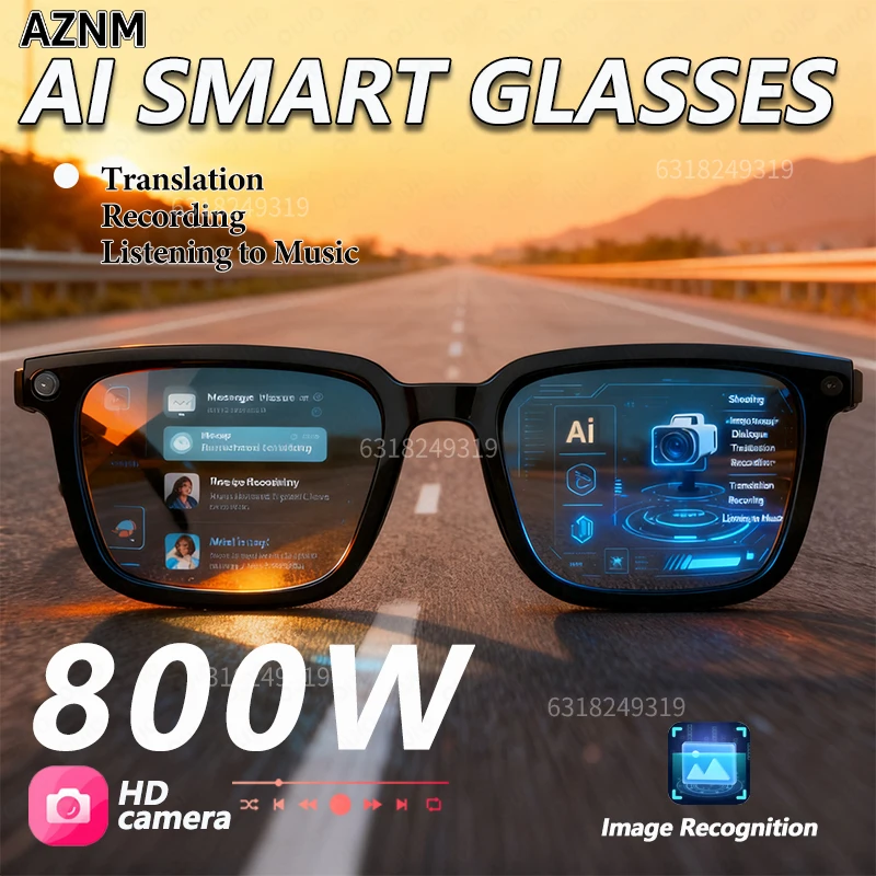 2026 Neue KI-Smart-Brille mit KI-Übersetzung, 8MP HD-Kamera, 4K-Aufnahme, Bildkonversation, Aufzeichnung und Musikwiedergabe Image