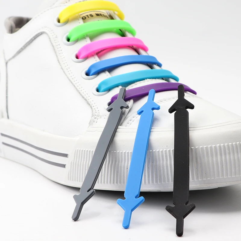 12 Stück Elastische Schnürsenkel für Sneaker Silikon-Stretch-Schnürsenkel Ohne Binden für Kinderschuhe Gummiband-Schnürsenkel Image