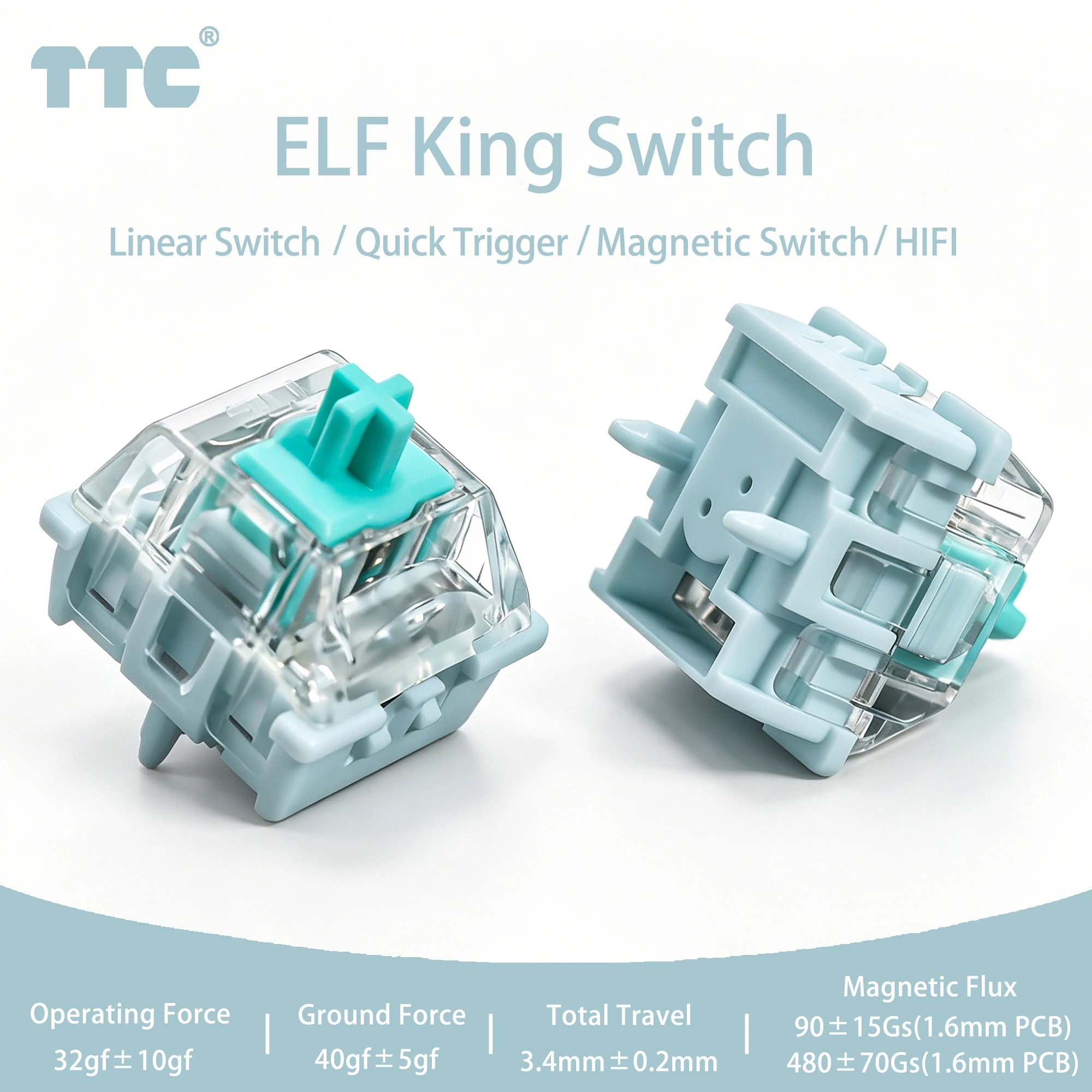 TTC ELF King Magnetische Schalter 32gf Linear Creamy Switches HIFI RGB Custom DIY für 75% Gaming Magnetische Tastatur Mechanische Gamer-Tastatur Image