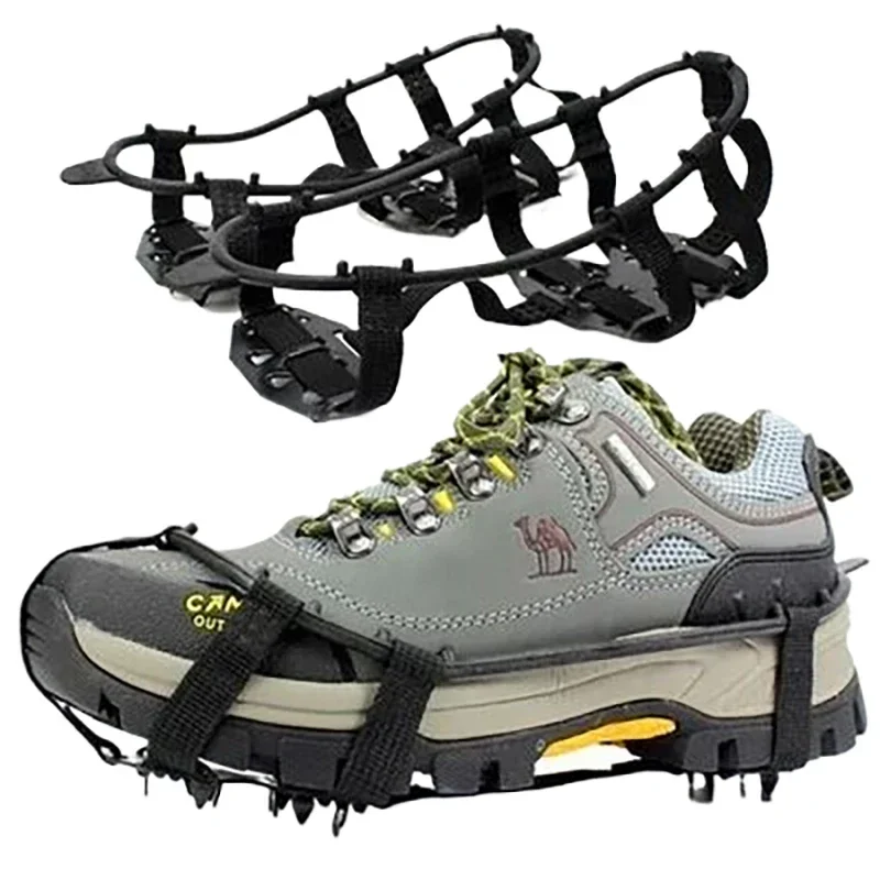 1 Paar 24-Zahn Anti-Rutsch-Eisstollen für Schuhe, Größe M/L, für Outdoor-Wandern und Klettern, rutschfeste Stiefelspikes mit Kette