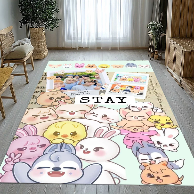 HD Stray Kids Kpop Star Wohnzimmer-Teppich, rutschfest, weicher Teppich für Schlafzimmer, Kinderzimmer, Sofa, Heimdekoration, Fußmatte, Geschenk Image
