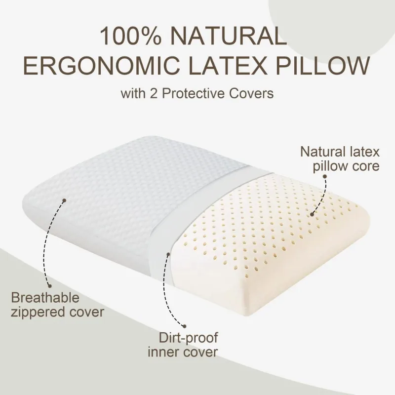 Kissen aus 100 % reinem Naturlatex zur Linderung von Nackenschmerzen. Orthopädische Kissen. Bequemes, atmungsaktives Nacken-Gesundheitskissen Image