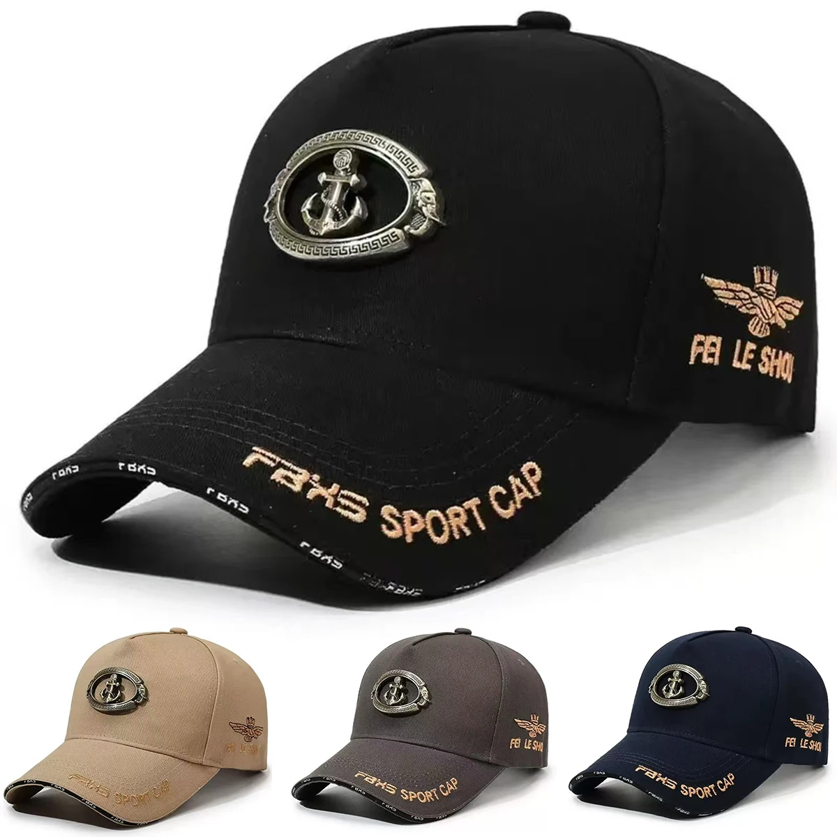 Unisex Anchor FAKS SPORT CAP Baseballkappen mit Stickerei, Frühling und Herbst, für den Außenbereich, verstellbare Freizeithüte, Sonnenschutzhut, Sportkappe Image