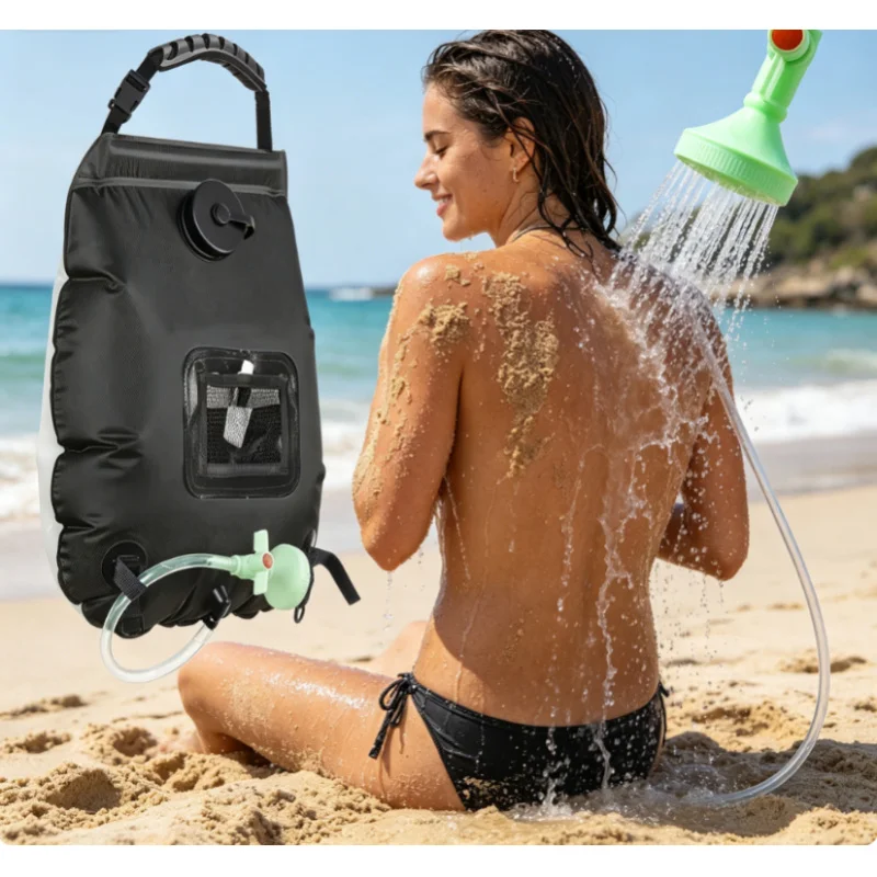 20L Premium Solar-Heiz-Campingduschbeutel, heizt bis zu 45 Grad auf ° C mit abnehmbarem Schlauch und Duschkopf Image