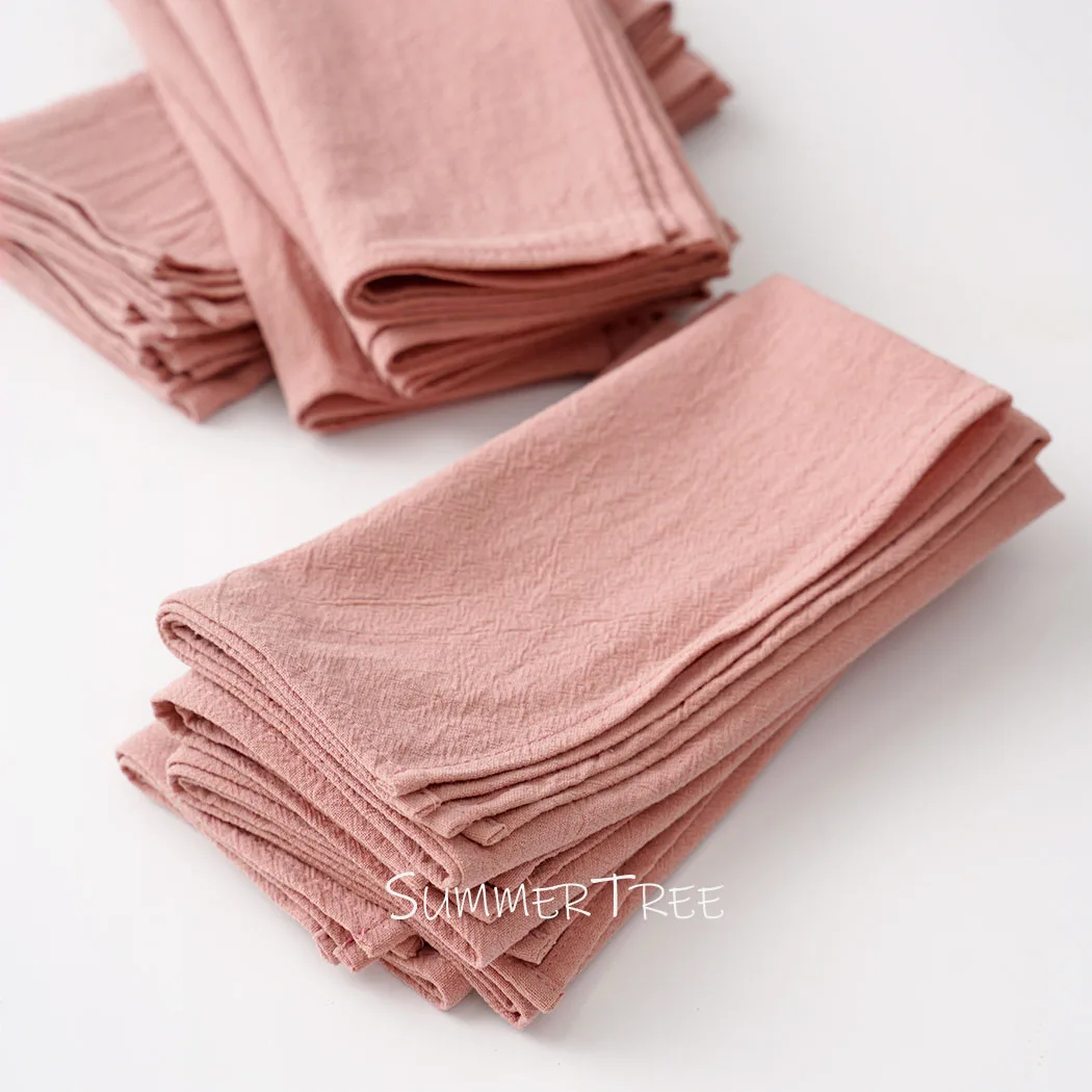 12er-Pack 40 x 40 cm große Servietten im Vintage-Stil, schlichte, gewaschene Baumwolltuch-Handtücher, Tischdekoration für Küche, Hochzeit, Weihnachten, Party