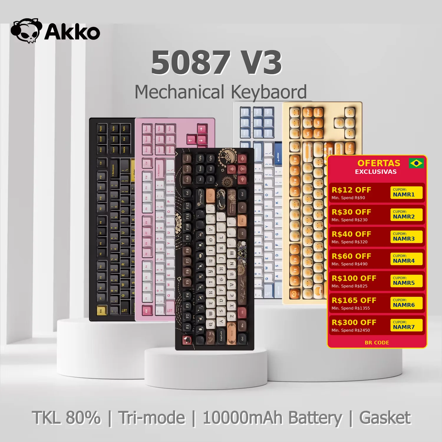 Akko 5087 V3 Tastatur 80% TKL Layout ANSI-US Hot-Swap RGB USB Typ-C/2.4G & BT5.0 Tri-Modus Anpassbare Gaming Mechanische Tastatur Image