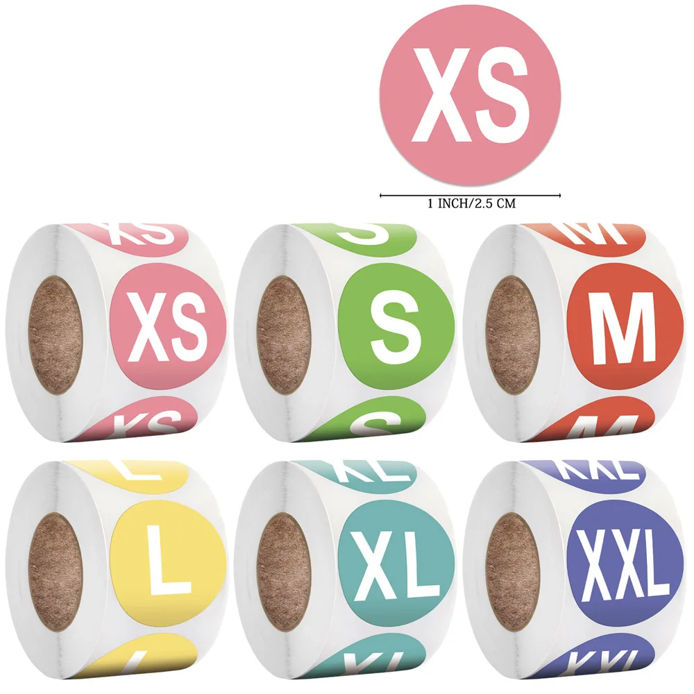 100–500 Stück selbstklebende Klebeetiketten, 2,5 cm, Größe XS S M X XL XXLStickers, leere Notizetiketten, Großhandel, niedriger Preis