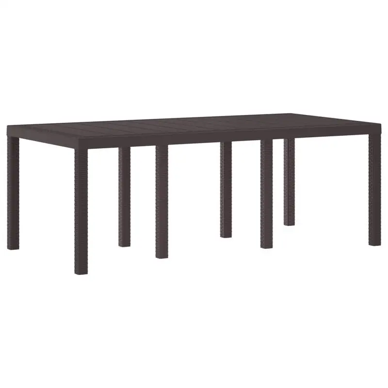 vidaXL Table de jardin en polyrotin marron, table à manger d'extérieur 200 x 100 x 73 cm pour patio, jardin, terrasse, mobilier de jardin