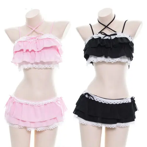 Sexy japanische süße kawaii bikini lolita kleines mädchen falbala badeanzug bade bekleidung Image