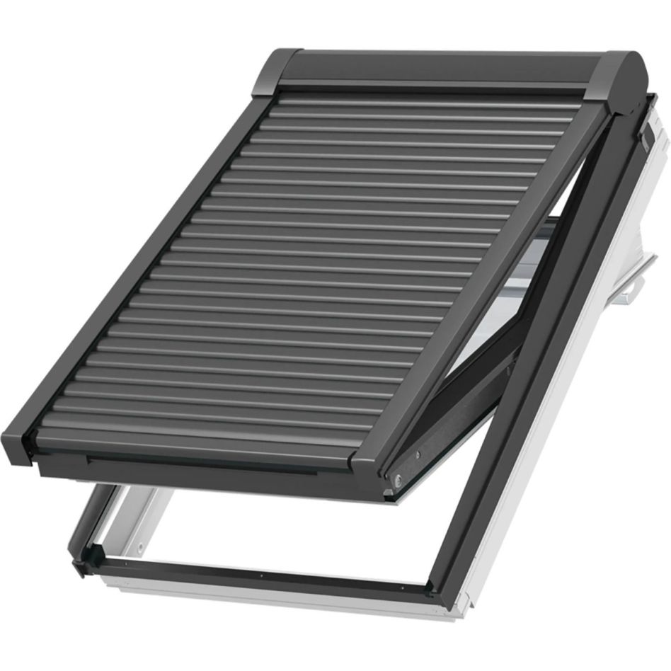 NEU: VELUX Elektro-Rollladen SML 0000K Aluminium Dunkelgrau inkl. KUX 110, 134x160 cm (UK10)
