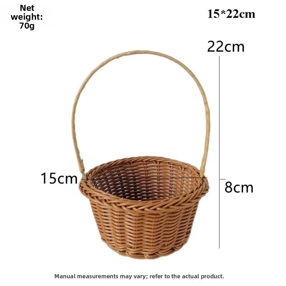with Handle Imitation Rattan Handhold Handwoven 10 Styles Braid Storage Baskets Household Weaving Flower Basket
