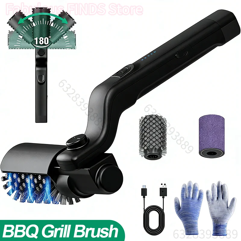BBQ-Grillbürste mit 3 Geschwindigkeitsstufen, Elektrische Grillbürste, 180° ° Verstellbarer Kopf, 90-Minuten-Grillreiniger für Outdoor-Grills und Smoker Image
