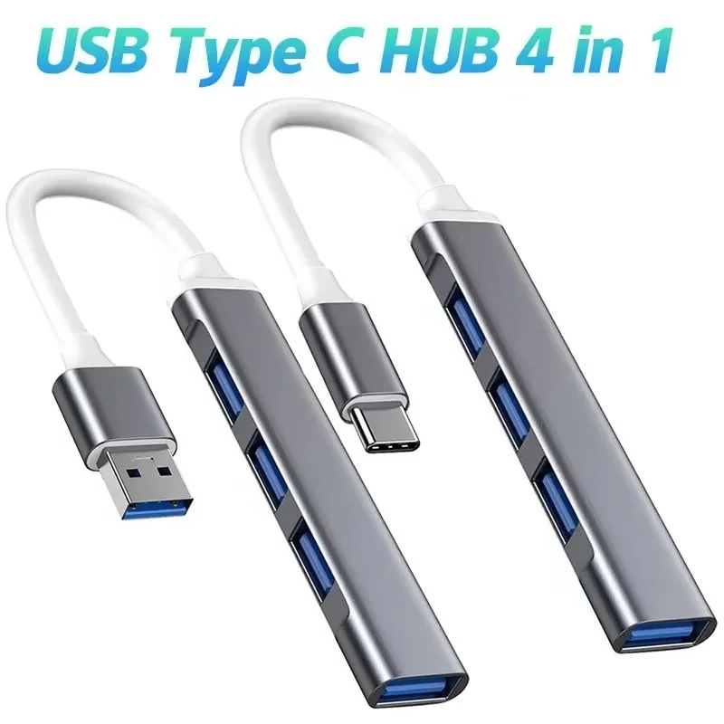 USB 3.0 Hub 4-Port USB-Hub Hochgeschwindigkeits-Typ-C-Splitter 5Gbps 4-Port Multiport-HUB USB-Adapter für Macbook Computerzubehör Image