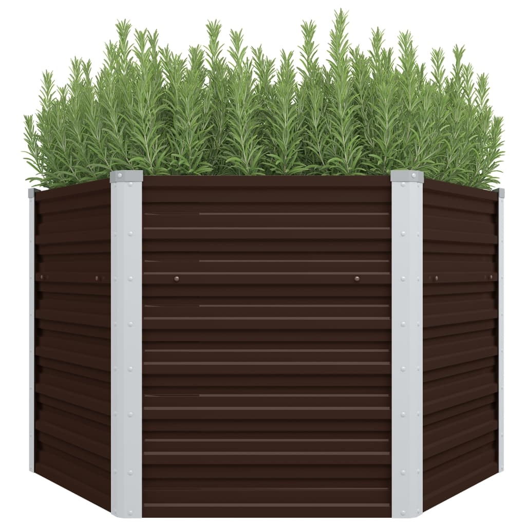 vidaXL Garten-Hochbeet Braun 129 x 129 x 77 cm Verzinkter Stahl Image