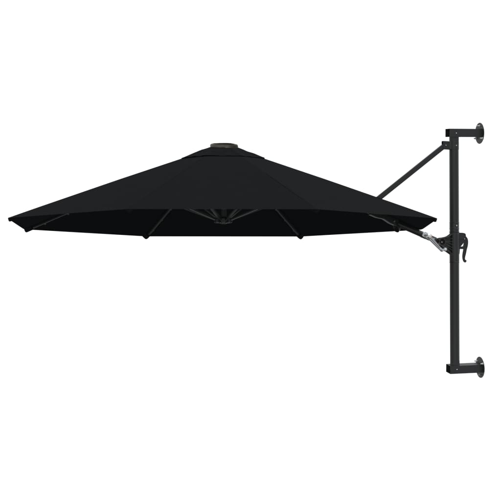 vidaXL Sonnenschirm zur Wandmontage mit Metall-Mast 300 cm Schwarz Image