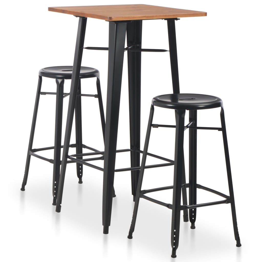 vidaXL 3-teiliges Bar-Set Stahl Schwarz Image