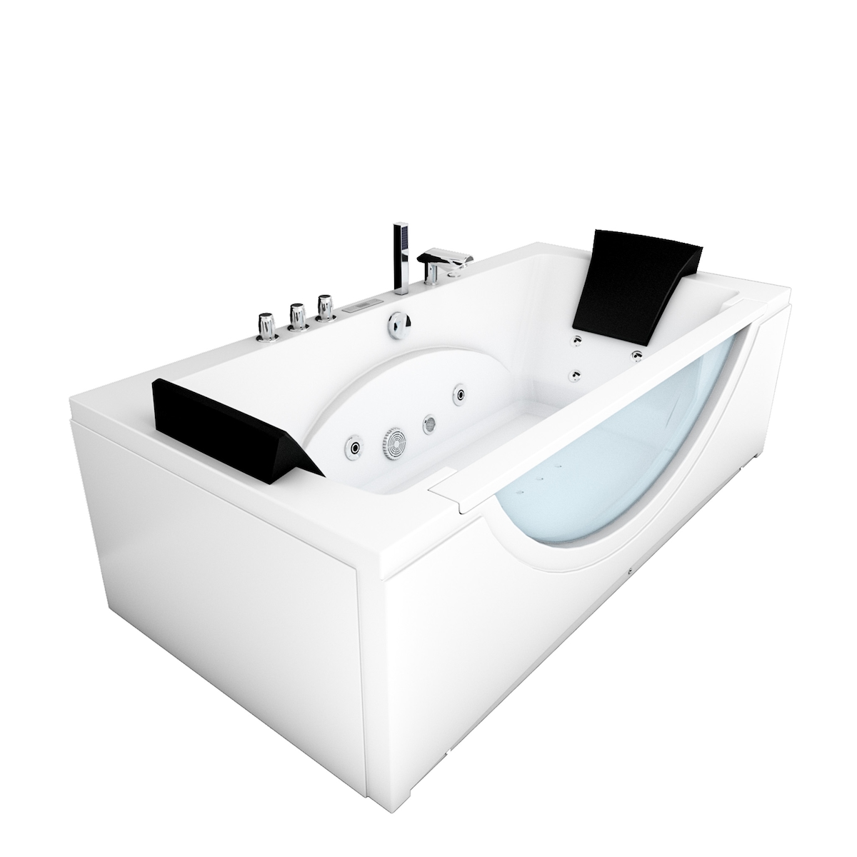 AcquaVapore Whirlpool Pool Badewanne Eckwanne Wanne W81H-TH-C 180x90cm passive Schlauch-Reinigung Image