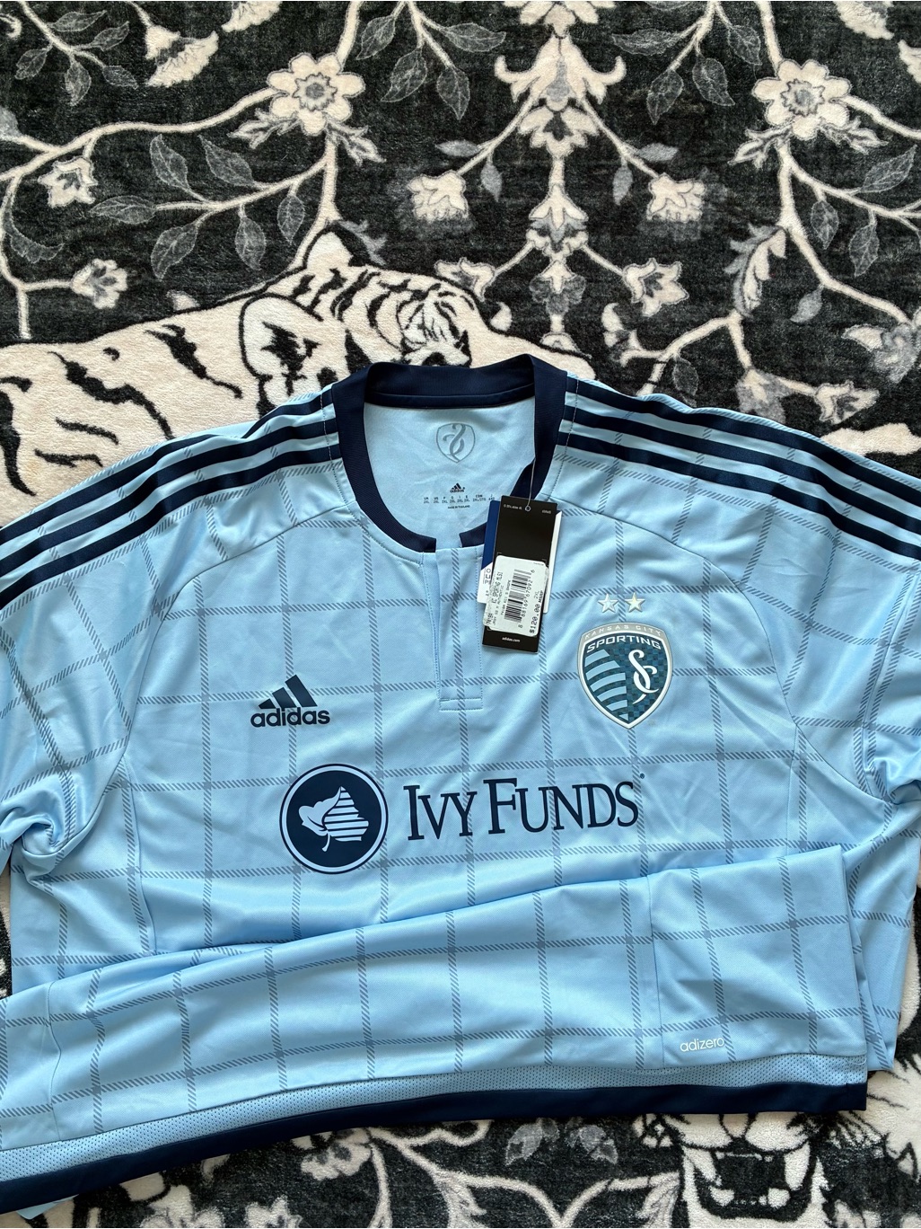 Adidas Shirts | 004 - Adidas Sporting Kansas City Mls Soccer Football Jetsey | Color: Blue/White | Size: Xxl