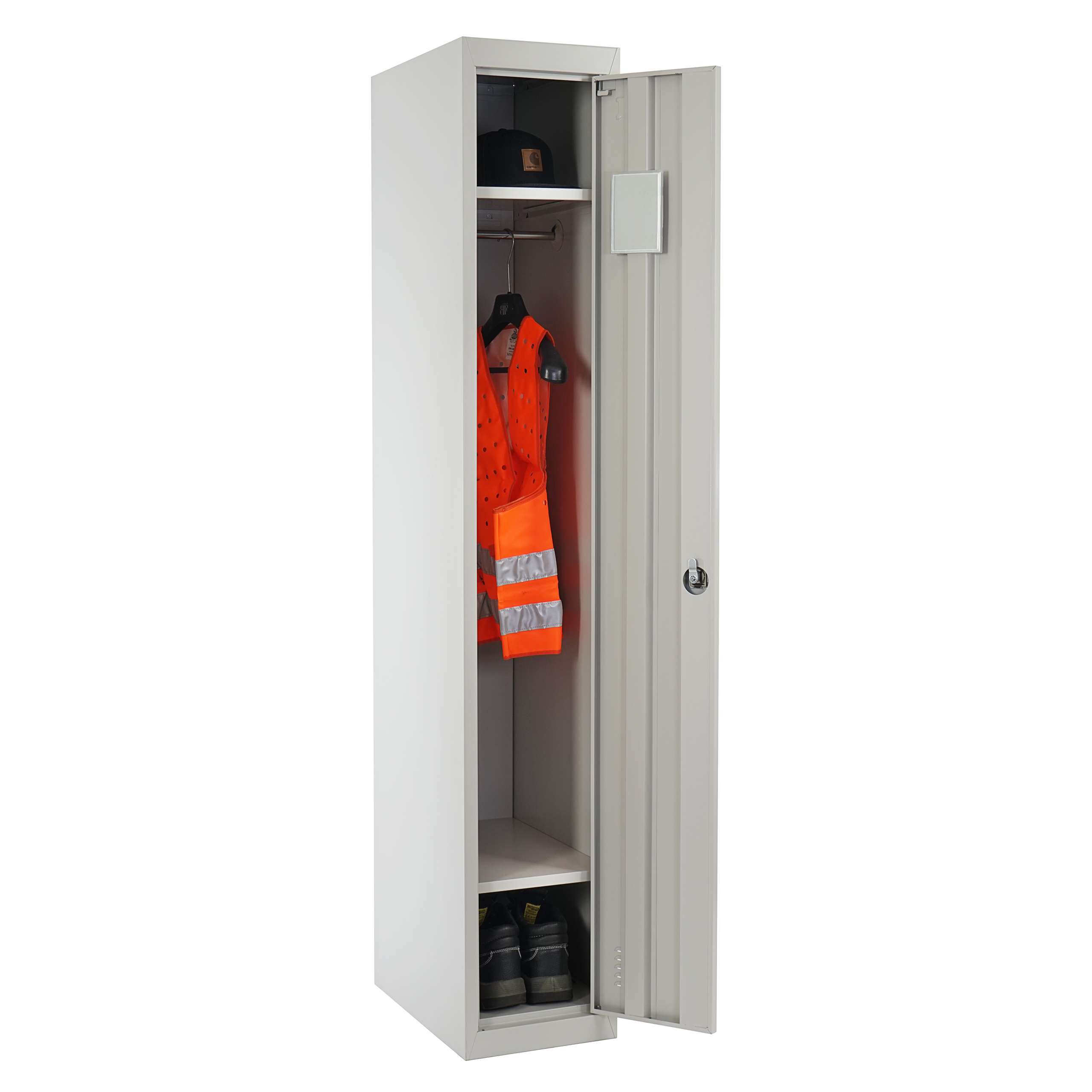Spind Boston T163, Garderobenschrank Kleiderspind Umkleideschrank, Metall 180x30x50cm nach ASR A4.1 ~ grau