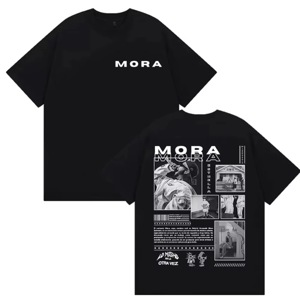Rapper MORA Album 2026 Grafik T-Shirt Herren Hip-Hop Vintage Mode O-Ausschnitt T-Shirts Lässige Übergroße Baumwoll-T-Shirts Streetwear