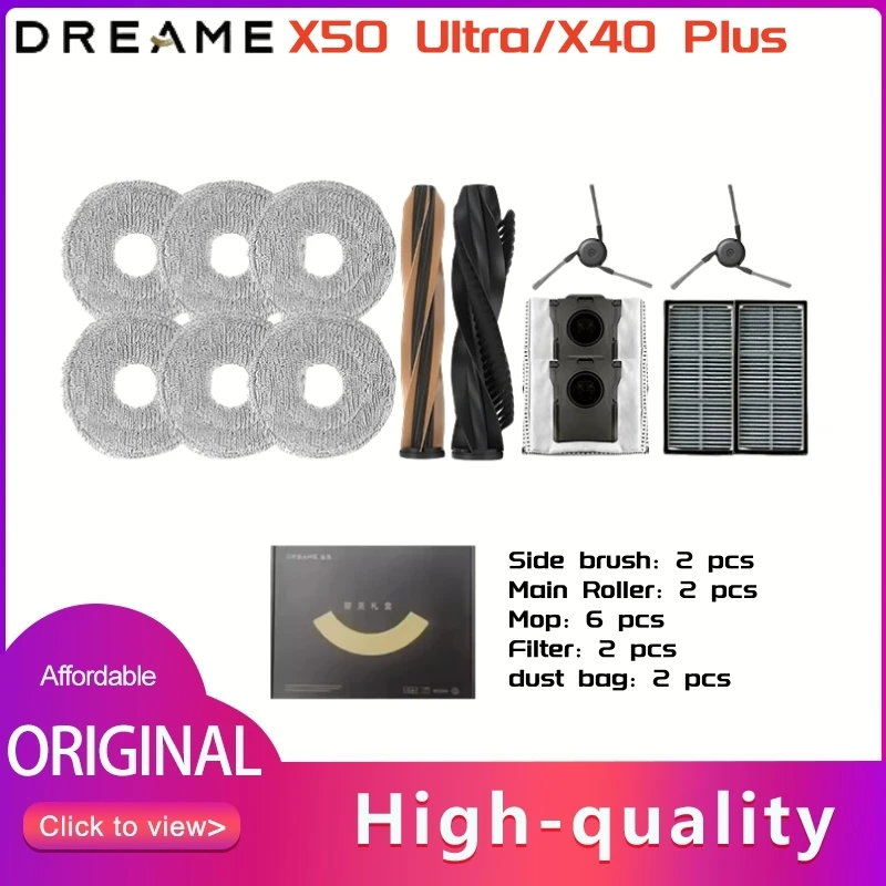 Original Dreame X50 Ultra (Komplett) Zubehör Doppelwalzenbürste Seitenbürste Filter Wischpad Staubbeutel für L50 Ultra /L40s Ultra Ersatzteile Image