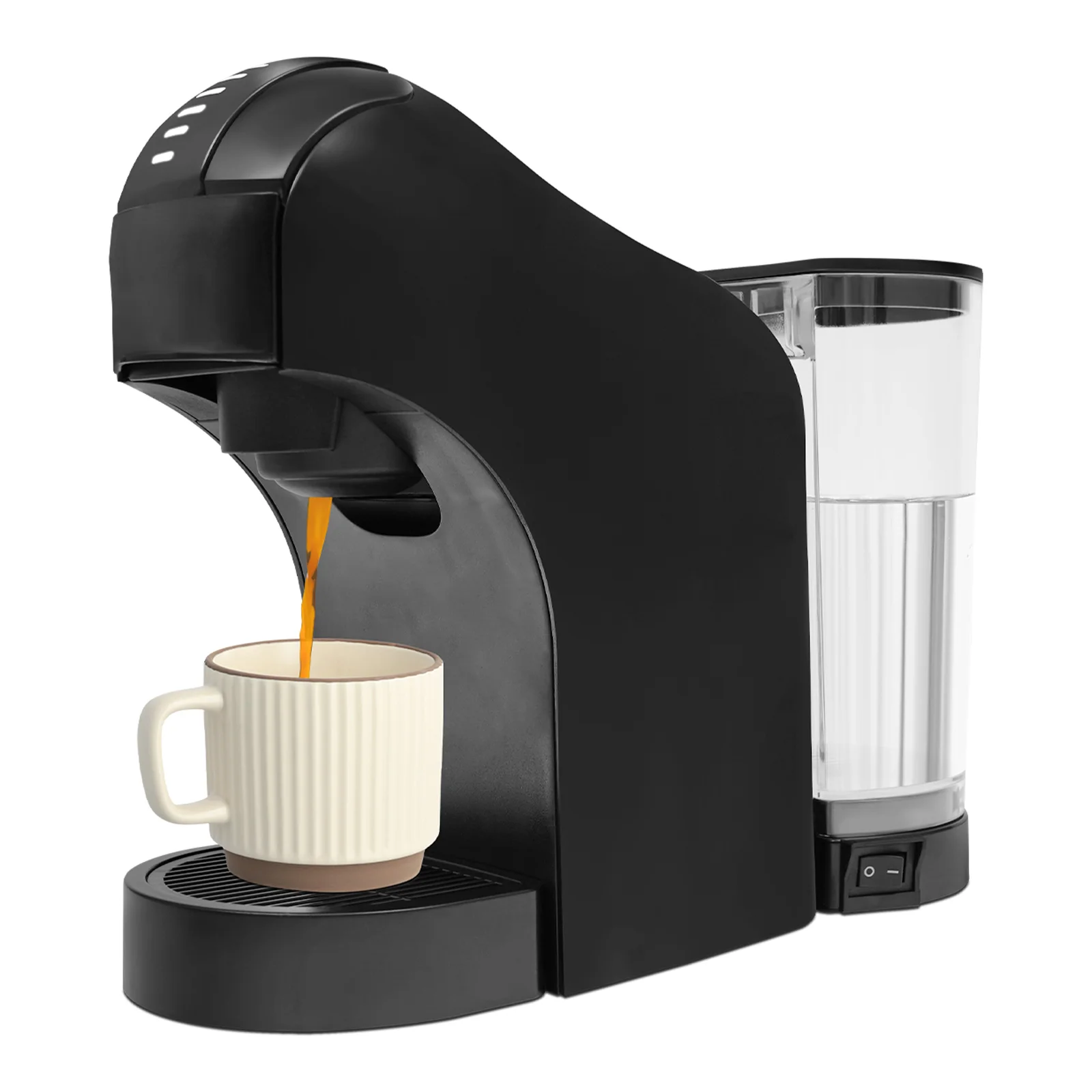 Elektrische Kapsel-Kaffeemaschine, 800ml Kapsel-Kaffeemaschine für Zuhause und Büro, Kapsel-Kaffeebrüher für Americano, Latte, Cappuccino, Macchiato und Espresso Image