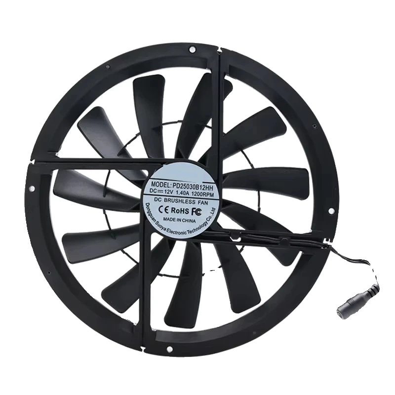 12V großer Luftvolumen-Ventilator (25 cm) für Wohnmobile und Selbstfahrer, Lüftungs- und Kühlventilator 25030, leicht und einfach zu installieren Image