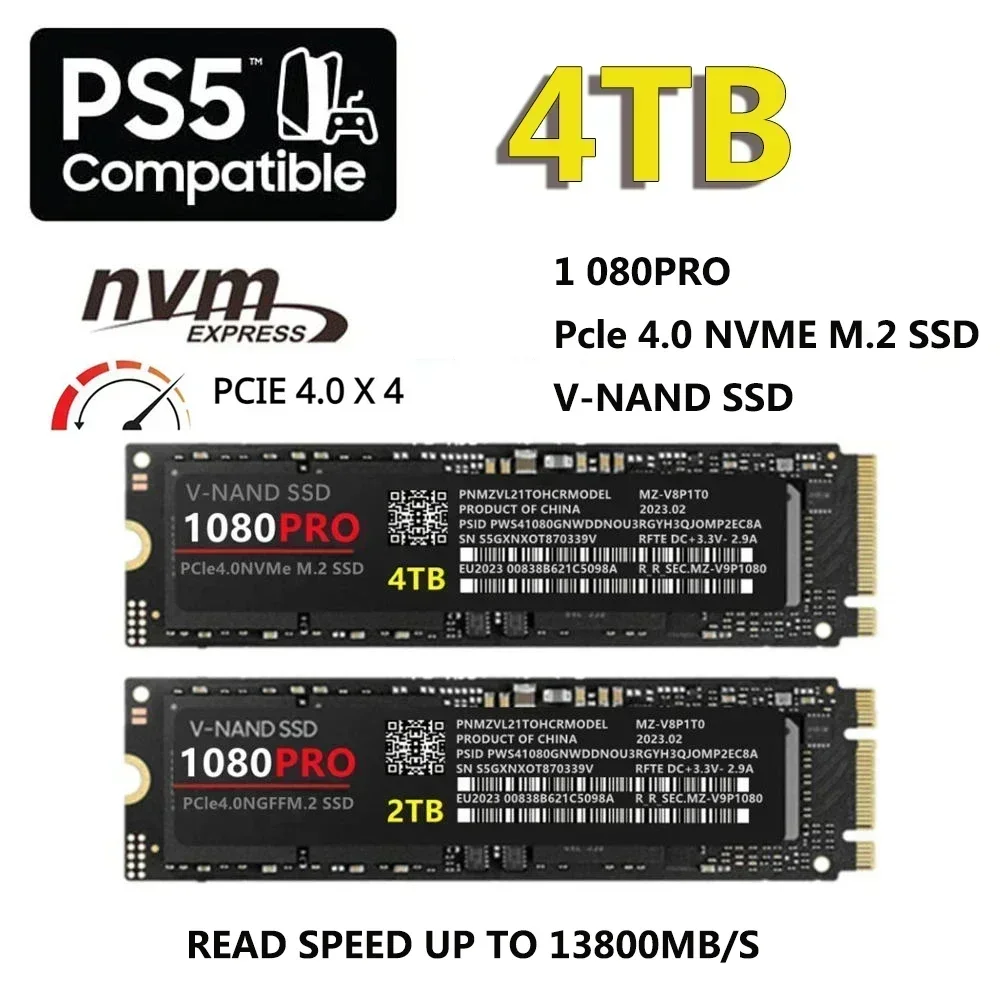 Original Neue 1080PRO Interne Festplatte Solid-State-Laufwerk Ngff M.2 Pcie 4.0 Nvme 2.0 SSD für Desktop PS5 Gaming-PC Image