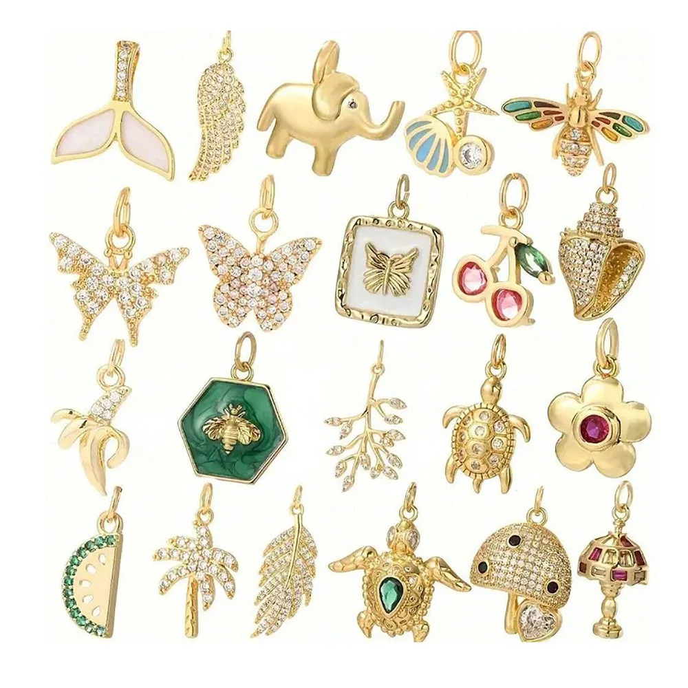 1 Stück modischer Kupfer-Zirkon-Emaille-Anhänger im Tier-Ozean-Stil für DIY-Schmuckherstellung, Halskette, Ohrring, Accessoire, Anhänger Image