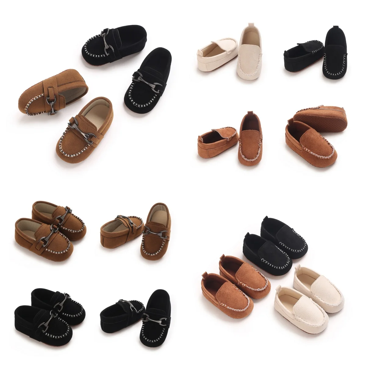 0–12 Monate Unisex-Babyslipper, weiche Sohle mit Metallschnallendekor, Slip-On-Stil für den täglichen Gebrauch Image