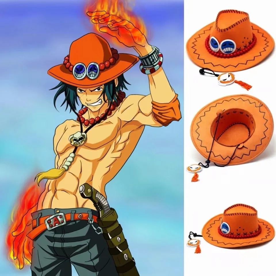 Brdwn Unisex Portgas D Ace Anime Cosplay Hüte Cowboy-Mütze für Erwachsene, Weihnachtsgeschenk, große Krempe, Sonnenschutz/Sonnenschutz, Fischerhut Image