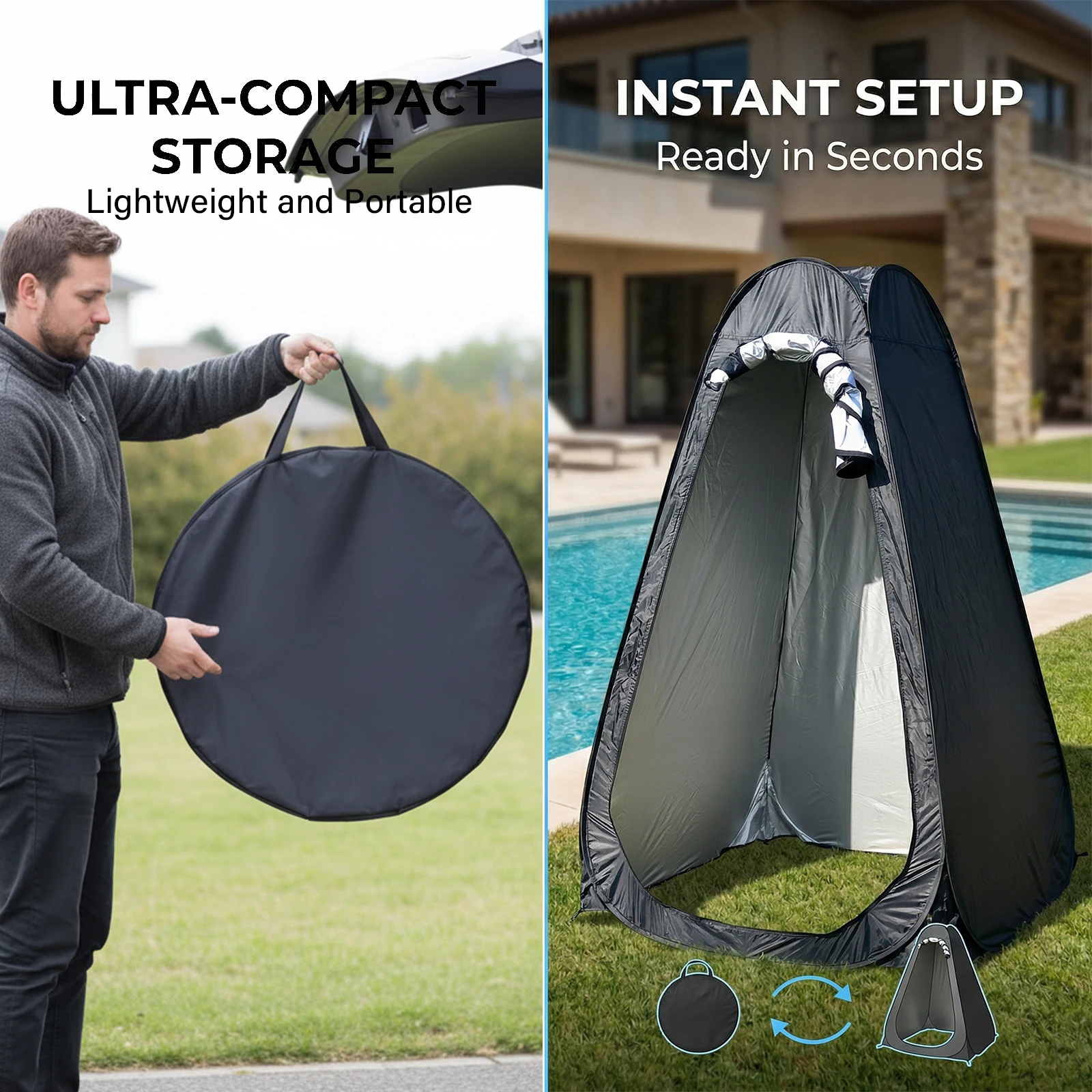 Tragbares Pop-Up-Privatsphäre-Zelt für Outdoor-Dusche Camping-Toilette Regenschutz Einfacher Aufbau Faltbar mit Aufbewahrungstasche