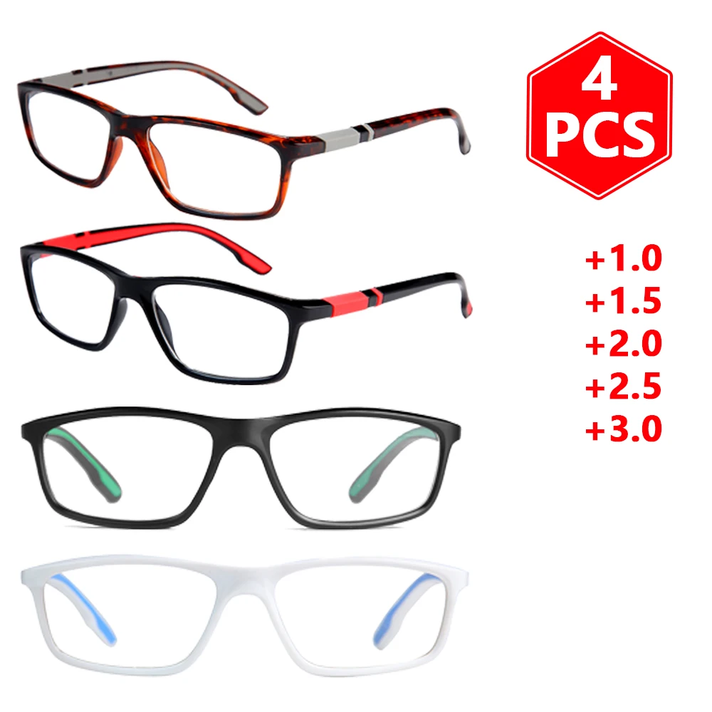 4er-Pack Lesebrillen für Männer und Frauen, Sport-Lesebrillen mit Blaulichtfilter +100 bis +300, Brille L6 Image