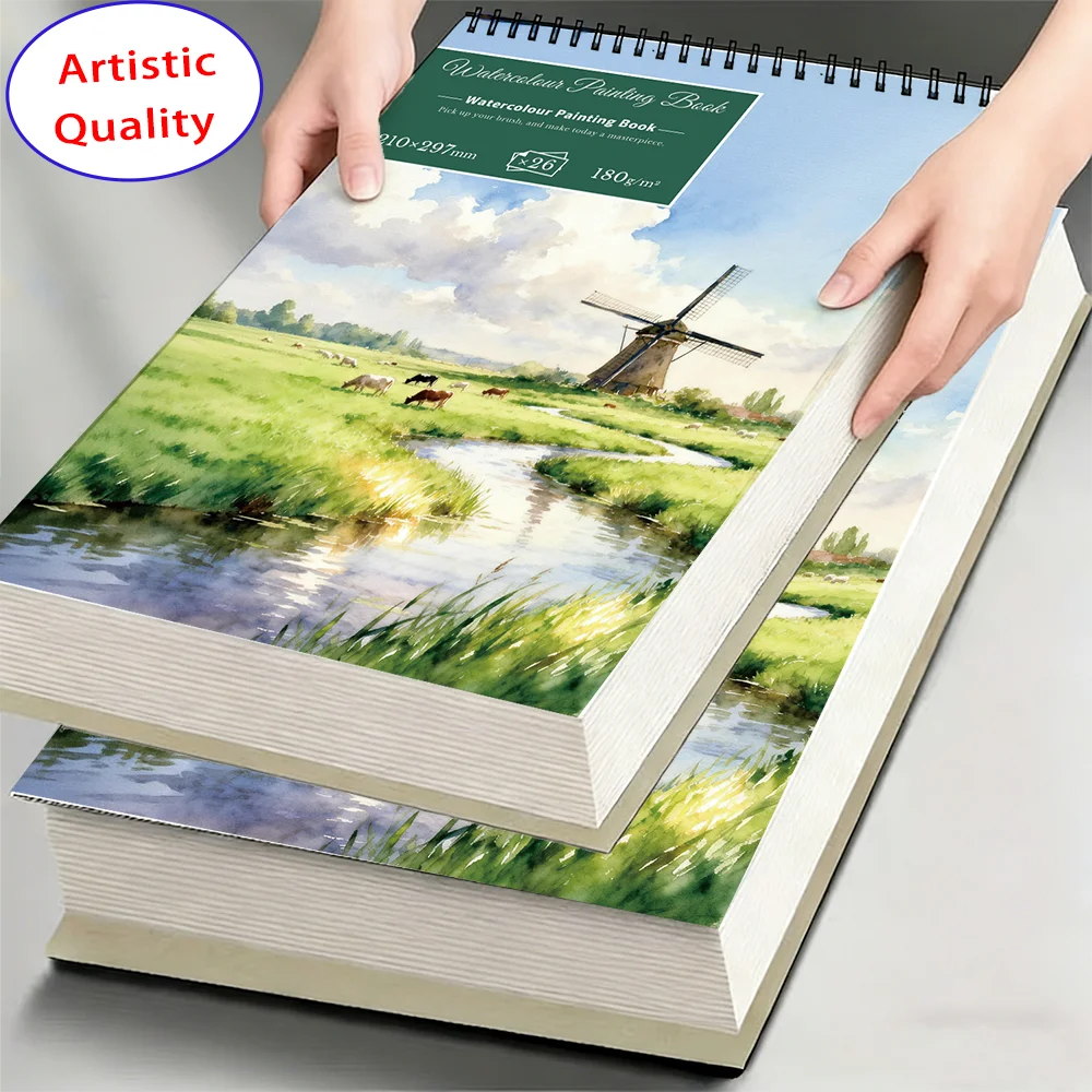 180GSM Einfaches Aquarell-Skizzenbuch A4/A5, 26 Blatt Unbedrucktes Kunstpapier-Block für Studenten und Künstler, Ideal zum Handzeichnen und Skizzieren Image