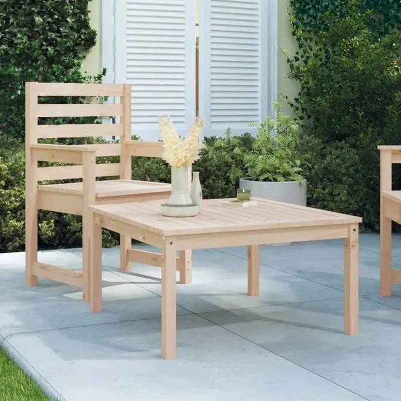 vidaXL Table de jardin en bois de pin massif, 82,5x82,5x45 cm, pour patio, jardin, meubles de jardin, durable, résistant aux intempéries