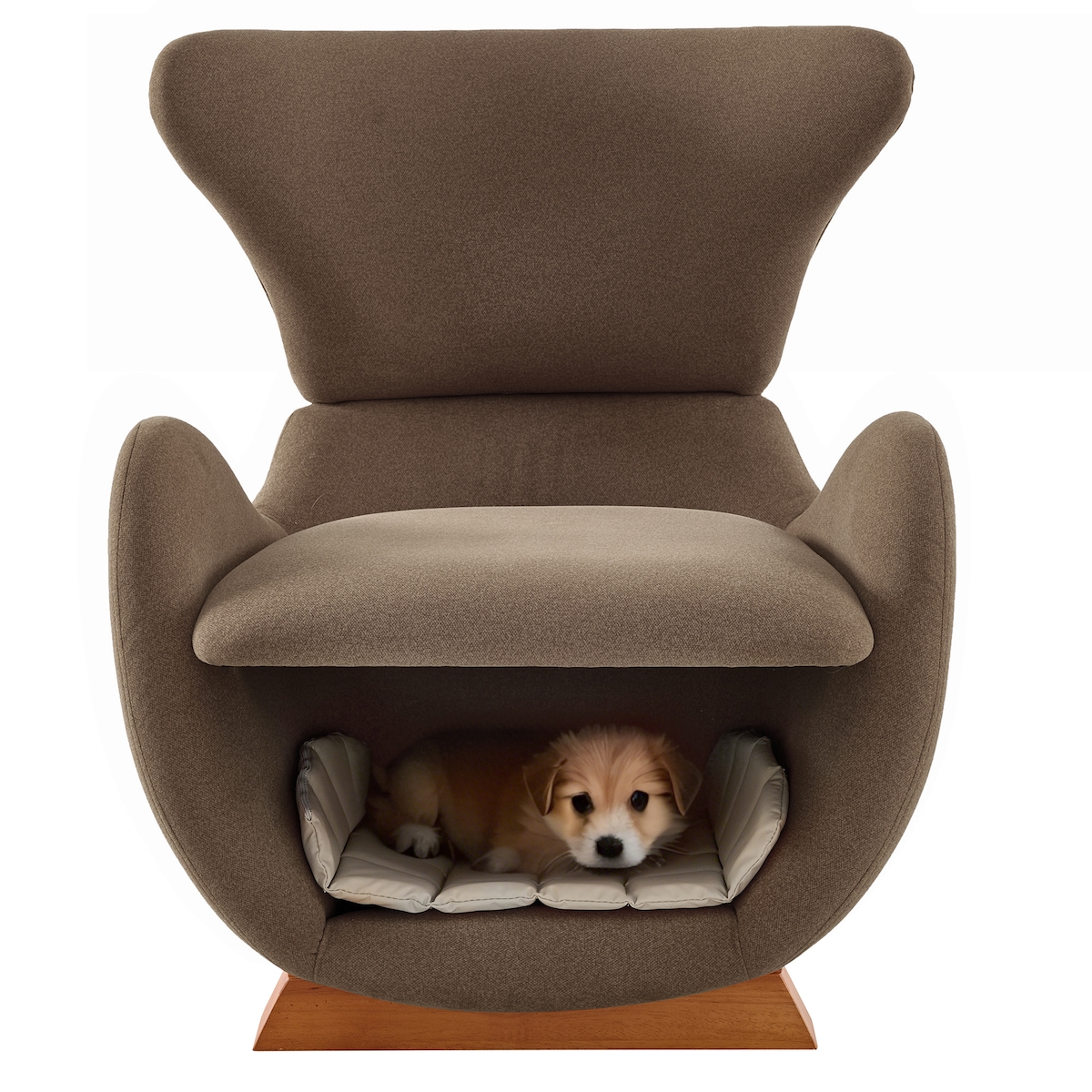 Merax Designer-Loungesessel mit integrierter Haustierhöhle, 2-in-1 Einzelsofa, kratzfester Stoff, Haustierfreundliche, 66 x 69 x 76 cm, Braun Image