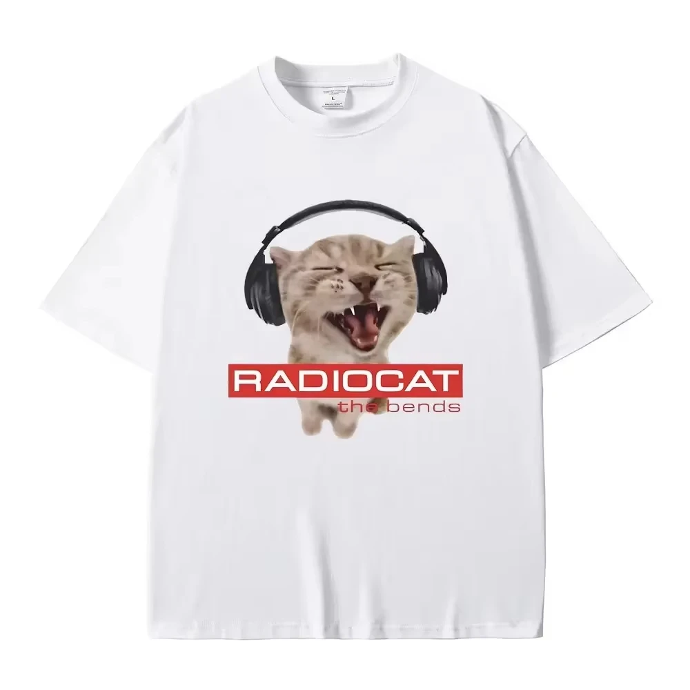 Britische Rockband Radiohead Lustiges Radiocat The Bends Print T-Shirt Herren Damen Vintage Gothic Oversized T-Shirt Meme T-Shirt für Männer