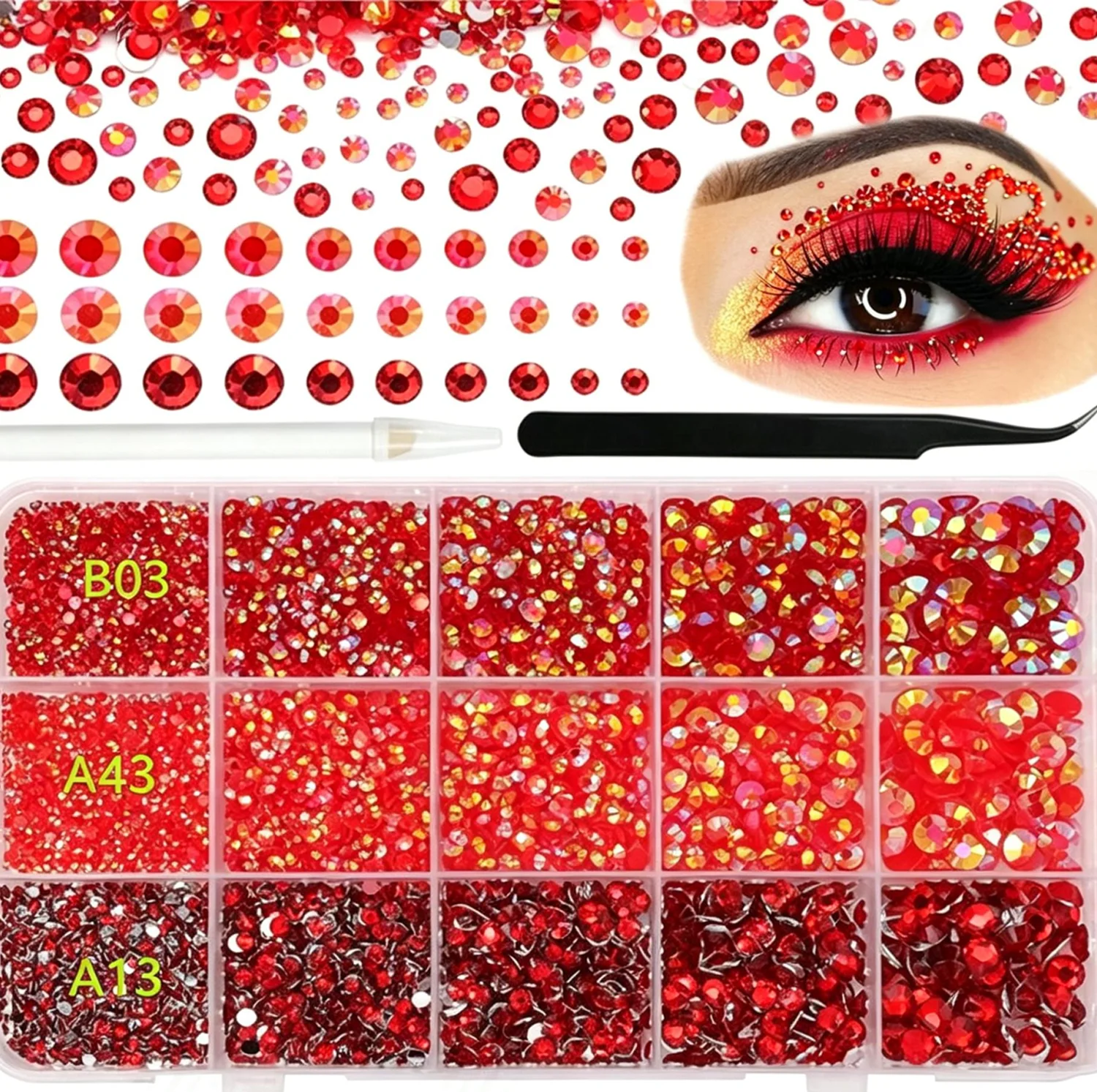 2/3/4/5/6mm Rote Flache Kunstharz-Strasssteine für Bastelarbeiten/Verzierung von Schmuck DIY Tassen Becher Flaschen Kleidung Schuhe Nagelkunst