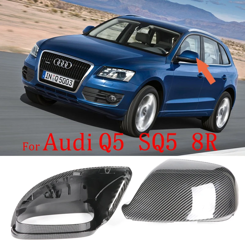 Kohle faser Stil Seitenflügel Rückspiegel Abdeckung Gehäuse Gehäuse ersetzen Kappen für Audi Q5 Sq5 8R 2009-2017 Q7 4L 2010-2015 Image