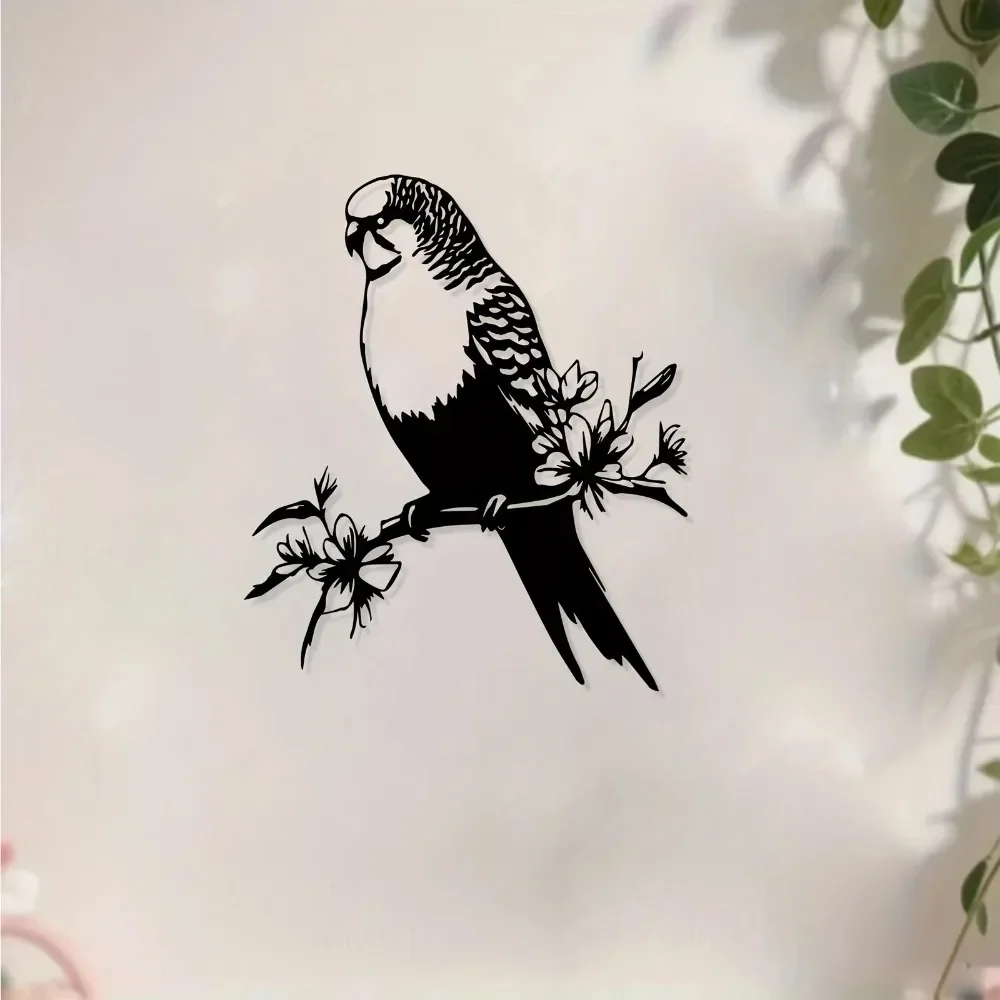 Brand Parrot Metall-Wandkunst, Vogelskulptur aus Eisen, rostbeständig, Wandbild, Gartenzaun, Outdoor-Heimdekoration, Geschenk für Vogelliebhaber Image