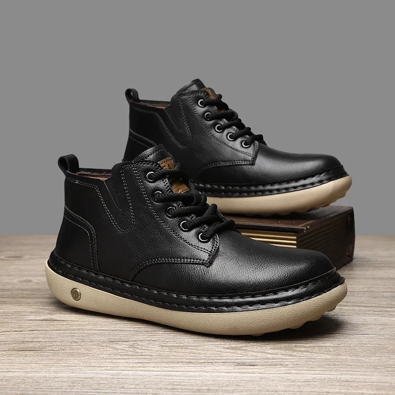 Hochwertige Herren-Freizeitschuhe, Retro-Wanderschuhe, Straßenkomfort, weiche, handgefertigte Stiefel aus echtem Leder, große Größe 38–47