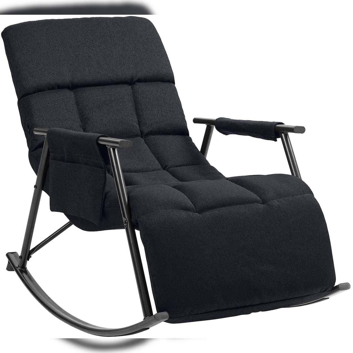 DELUKE Schaukelstuhl JULIA Indoor 61x100x66cm, Stoff, Schwarz Liegestuhl Relaxstuhl Sofastuhl Image