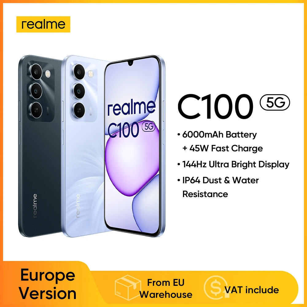 realme C100 5G Smartphone EU-Version MediaTek Dimensity 6300 6,8-Zoll 144Hz Display 6600mAh Akku 45W schnelles Laden 50MP Rückkamera Image